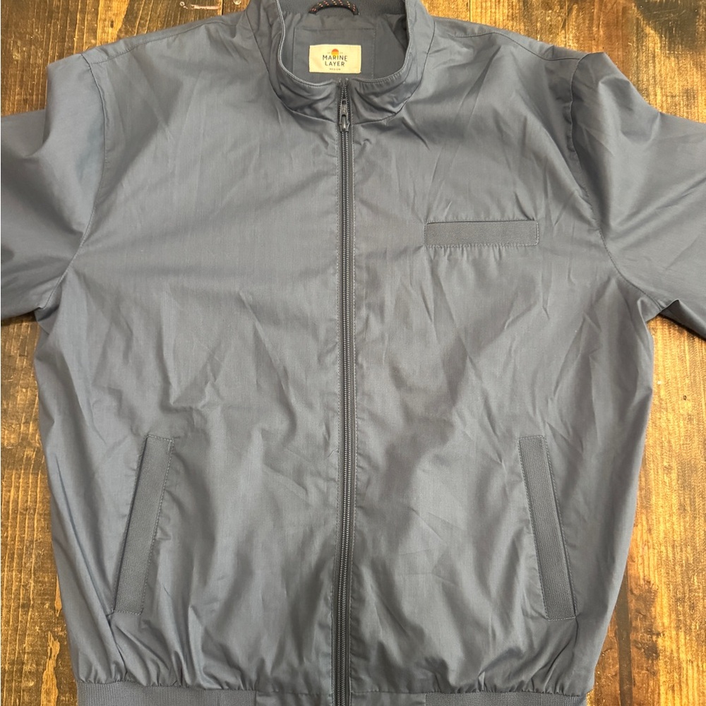 Marine Layer Men’s Slate Blue Lightweight Zip Jacket Size M Excellent Condition